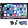 CAMECHO Bluetooth Autoradio 2 DIN 7'' Touch Screen MP5 Player Radio FM iOS/Telefono Android Mirror Link con AUX Dual USB Porta SD Auto Radio+ Controllo del Volante