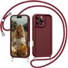 Coiwxmoi Cover per iPhone 14 Pro Max con Cordino, Custodia con Laccio Collana Tracolla Regolabile Sottile Silicone Morbido TPU Bumper Antiurto AntiGraffio Protettiva Case per iPhone 14 Pro Max, Rosso