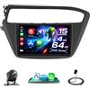 Hikity 4+64G Autoradio Android per Hyundai I20 2018 2019 2020 LHD Carplay Wireless | Carplay Android Auto 9''Incell Schermo per Auto WiFi Touchscreen Bluetooth5.0 GPS FM RDS SWC USB Retrocamera