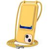 SLWYF Custodia per iPhone 13/iPhone 14 Cover con cordino regolabile, con porta carte, Silicone Antiurto TPU Regolabile Stylish custodia a tracolla per iPhone 13/iPhone 14, Giallo