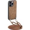 GoodcAcy Cover Compatibile con iPhone 16 Pro Max,in pelle PU opaca + TPU morbida custodia,tracolla regolabile cordino da collo custodia posteriore, Antiurto Tracolla Custodia,Marrone