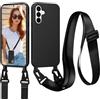 Jrkvniv Cordino Cover Compatible con Samsung Galaxy S26 5G Case, Nero | Necklace Cover Corda Custodia Collana Case Anti Graffio Antiurto Cellulare Bumper Silicone Liquido Shell Tracolla