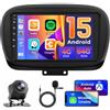 Hikity Autoradio Android 15 9 per Fiat 500X 2014-2020 Wireless CarPlay | 2+64GB. Android Auto, FM/RDS, Bluetooth, GPS, WiFi, SWC, Retrocamera, MIC