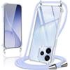 Coiwxmoi Cover per OPPO Reno 15 5G con Cordino 6,59,Trasparente Custodia con Laccio Tracolla Corda Catena Cinghia,Ultra Morbido Silicone TPU Antiurto Case per OPPO Reno 15 5G, Viola