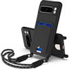SLWYF Custodia per Google Pixel 8 Pro Cover con cordino regolabile, con porta carte, Antiurto TPU Regolabile Stylish custodia a tracolla per Google Pixel 8 Pro, Nero