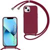 SLWYF Custodia per iPhone 13 Mini Cover con Cordino, Silicone Antiurto TPU Morbido Corda Collana Necklace Regolabile Stylish con Catena Ultra Sottile Cover Case, Rosso