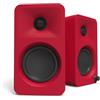 Kanto ORA 100W Powered Bi-amp Reference Desktop Computer Speakers w/Bluetooth 5.0 & USB-C | 100 Hz Crossover | Reference Quality Sound | Pair | Red
