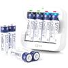 czvv Rechargeable Batteries Lithium AA 1.5V - 8 Pack High Capacity Battery 3500mWh with Ultra Fast Charger 2H - 1300 Cycle, Long-Lasting, Low Battery Reminder, Constant Output for Blink Doorbell Alarm