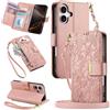 MOJIA Portafoglio Custodia per Vivo X300 Ultra, Flip Cover in Pelle con Tracolla a Tracolla, Scomparto a Cerniera e Funzioni Multifunzione. Pink