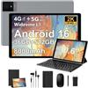 RUSHAR Tablet 10.6 Pollici con Tastiera, Android 16 Tablet con 36GB RAM+512GB ROM(TF 1TB), 4G LTE+5G WiFi, IPS 2K HD, 8000mAh, Octa-Core, 13MP+8MP, BT 5.0, GPS, Tablets in offerta, Grigio
