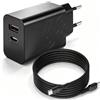 Truhuova Caricatore rapido USB-C da 68 W, Dual Port, con cavo da 1 m per Motorola | Alimentatore turbo compatibile con Edge 70/60/50/40/30 e Moto G86 G85 G84 G57 G56 G54 G36 G35 G31 G9 G8 G7