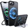 FNDMIL Magnetica Girevole a 360° per iPhone 16e/17e Cover con Magnetica | [Texture Antiscivolo][Supporto Invisibile][Protezione Militare] Opaca Traslucida con Silicone Custodia per 16e/17e, Nero