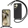 SLWYF Custodia per Samsung Galaxy S24 Ultra Cover con Cordino, Silicone Antiurto TPU Morbido Corda Collana Necklace Regolabile Stylish con Catena Ultra Sottile Cover Case, Nero