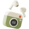 GiDaCom Auricolari Bluetooth 5.4 Retro Q86 TWS Wireless - Cuffie In-Ear Vintage con Display LED e Pelle - Riduzione Rumore - Impermeabile IPX5 - Ricarica USB-C Rapida - Touch Control Audio Immersivo (Verde)