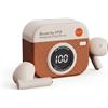 GiDaCom Auricolari Bluetooth 5.4 Retro Q86 TWS Wireless - Cuffie In-Ear Vintage con Display LED e Pelle - Riduzione Rumore - Impermeabile IPX5 - Ricarica USB-C Rapida - Touch Control Audio Immersivo (Marrone)