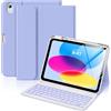 MoKo Custodia con Tastiera per iPad (A16) 11a/10a Gen 2025/2022, Lavanda | per iPad 11 Pollici 2025, iPad 10,9 Pollici 2022 con Supporto per Matita, Tastiera Bluetooth Staccabile Multi-Angolo