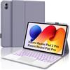 FOGARI Tastiera con touchpad per Xiaomi Redmi Pad 2 Pro 12,1 2025 5G/Poco Pad M1 | Con trackpad e illuminazione a 7 colori, tastiera Bluetooth rimovibile per Redmi Pad 2 Pro/Redmi Pad Pro, viola