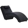 vidaXL Chaise longue da massaggio con cuscino in ecopelle nera
