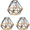 LEDs Com ledscom.de, 3 paralumi a gabbia con corda di canapa, design a diamante, colore nero, diametro 155 mm - Nero / 15,5 cm / Canapa/Acciaio, confezione da 3 pezzi (venduti singolarmente)