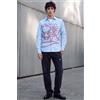 Desigual, Camicia ricamata con drago, Uomo, Cotone, Blu, L