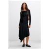 Desigual, abito midi floccato, Donna, Poliestere, Marrone, L