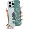 Yonds Queen Custodia per iPhone 11 Pro Max simpatica motivo in stile fumetto con astronauta spazio luna e pianeti protettiva antiscivolo antiurto (Green Planet, iPhone 11 Pro Max)