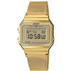 Casio Orologio digitale al quarzo unisex per adulti, con cinturino in acciaio inox D171, Rete dorata, 37.4×35.5×6mm, Bracciale