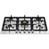 Bertazzoni Serie Professional P755CPROX Piano Cottura da Incasso 75 cm 5 Fuochi Gas con Wok centrale Acciaio Inox con griglie in ghisa