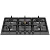 Bertazzoni Serie Professional P755CPRONE Piano Cottura da Incasso 75 cm 5 Fuochi Gas con Wok centrale Nero opaco con griglie in ghisa