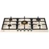 Bertazzoni BertBertazzoni Serie Heritage P905CHERAX Piano Cottura da Incasso 90 cm 5 Fuochi Gas con dual Wok centrale acciaio smaltato avorio con griglie in ghisa e finiture inox