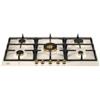 Bertazzoni Serie Heritage P905CHERAG Piano Cottura da Incasso 90 cm 5 Fuochi Gas con dual Wok centrale acciaio smaltato avorio con griglie in ghisa e finiture Oro