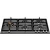 Bertazzoni Serie Heritage P905LHERNE Piano Cottura da Incasso 90 cm 5 Fuochi Gas con dual Wok laterale acciaio smaltato nero opaco con griglie in ghisa