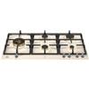 Bertazzoni Serie Heritage P905LHERAX Piano Cottura da Incasso 90 cm 5 Fuochi Gas con dual Wok laterale acciaio smaltato avorio con griglie in ghisa e finiture inox