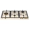 Bertazzoni Serie Heritage P905LHERAG Piano Cottura da Incasso 90 cm 5 Fuochi Gas con dual Wok centrale acciaio smaltato avorio con griglie in ghisa e finiture Oro