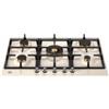 Bertazzoni Serie Heritage P755CHERAX Piano Cottura da Incasso 75 cm 5 Fuochi Gas con dual Wok centrale acciaio smaltato Avorio con griglie in ghisa e finiture inox