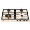 Bertazzoni Serie Heritage P604LHERAX Piano Cottura da Incasso 60 cm 4 Fuochi Gas con dual Wok centrale acciaio smaltato Avorio con griglie in ghisa e finiture inox