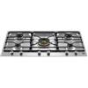 Bertazzoni Serie Professional PM36500X Piano Cottura da Incasso 90 cm 5 Fuochi Gas con dual Wok centrale Acciaio Inox con griglie in ghisa