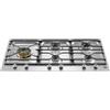 Bertazzoni Serie Professional PM365S0X Piano Cottura da Incasso 90 cm 5 Fuochi Gas con dual Wok laterale Acciaio Inox con griglie in ghisa
