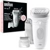 Braun Silk-épil 7 SE7-041 - Epilatore a testa larga, con testina e pettine per rasoio, colore: argento