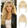 Huarisi 613 Frangia Clip Capelli Umani Veri per Donna Frangia Ordinata 9g | Bleach Blonde Clip in Bangs with Temples Hairpieces Touch Soft Natural Curtain Fringe for Daily Wear and Halloween