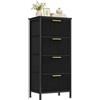 SONGMICS Cassettiera Camera da Letto, 4 Cassetti, Velluto a Coste | Mobiletto Salvaspazio, 39,6 x 30 x 96,2 cm, Acciaio, Soggiorno, Nero Inchiostro, Collezione Gretha, LGS214B301