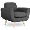 Menzzo Poltrona scandinava Danube tessuto grigio scuro