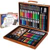 BAKAJI Valigetta Pittore in Legno con Pastelli, Acquerelli, Matite Colorate, Set Artista 159 Pezzi Professionale Colori Assortiti con Custodia Portatile e Manico Laterale, Idea Regalo Bambini e Adulti