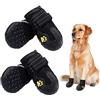 HuaTek Stivali per cani, stivali impermeabili per cani, scarpe per cani all'aperto per cani di taglia media e grande (nero, 4 pezzi).