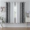 Gazal Vole Tende oscuranti ombré grigio sfumato e bianco, H160 x L140 cm, 2 pannelli con occhielli, motivo a onde, oscuramento 80-90%, soggiorno camera ufficio