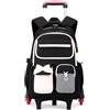 Amythe Zaino Trolley Scuola Elementare e Media, 28L, Sganciabile | Zaini con Rotelle per Ragazze Adolescenti, Zaino Trolley Bambina 6 Ruote Borsa Casual per Viaggi, Nero Bianco