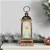 NLIGHTING Lanterna Natalizia con Angelo 23 cm, Palla di Neve Musicale | con Luce LED e Glitter Rotanti, Timer 6 Ore, USB o Batterie, Decorazione Natale Vintage Bronzo, Idea Regalo
