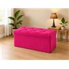 GX GARGIX Pouf, Panca Imbottita con Vano Contenitore Baule Trapuntato in Ecopelle VARI COLORI ELEGANTE (Les-9 Fuxia)