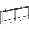 ELYKEN Set di 2 tavolini consolle stretti da 15 cm con prese di corrente, lunghezza totale di 2 m dietro il divano con stazione di ricarica, 15 cm di profondità x 200 cm di lunghezza x 73,5 cm di