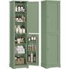 FOREHILL Colonna Bagno con Mensole per Porte 40x30x180cm (Verde) | Mobiletto Bagno con con 2 Versioni Apertura Reversibile,Ripiani Regolabili 6.4CM,Spazio Ridotto Indispensabile